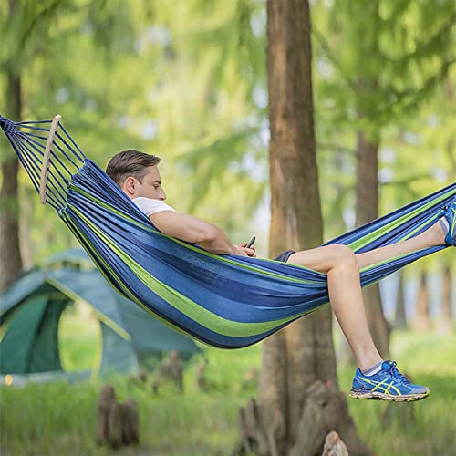 TSKDKIT Double Hammock with Strap 280 x 150cm Durable Canvas Hammock Camping Wide Hammock Bed Garden Hammock with Spreader Bars, Comfortable Hamm