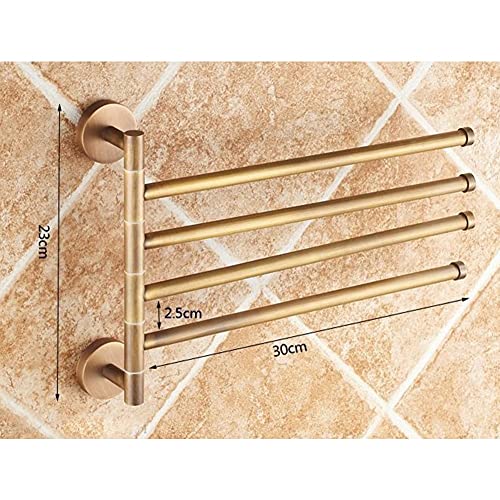 HIGOH Towel Racks, Towel Rail for Bathroom,Antique Brass 4 Layer Activities Towel Bar Holder,180 Degree Rotation Wall Bathroom Accessories Hanger