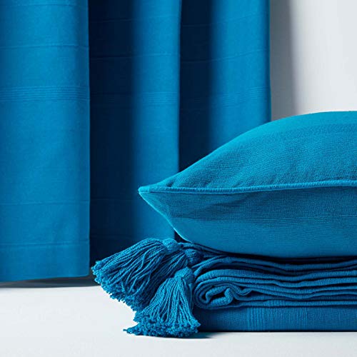 HOMESCAPES - Rajput Ribbed Throw 100 x 140 Inches Teal 100% Cotton, Suitable for most 3 Seater Sofas or Double, King bedspreads, Easy care, washa
