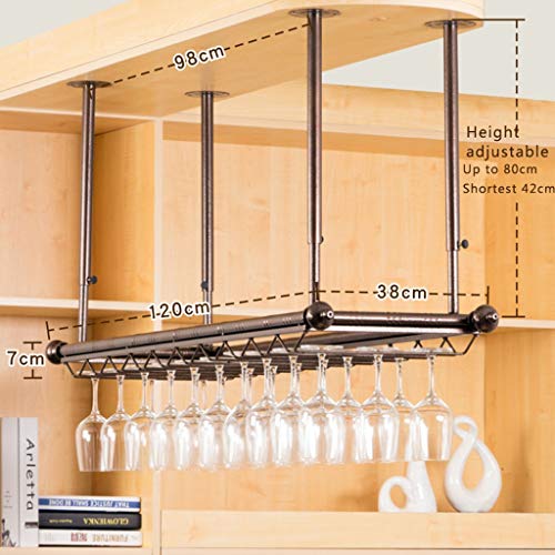 Fashion Creative Hanging Fashion Creative Wine Glass Racks, Adjustable Height Ceiling Mounted Wine Holder, Metal Vintage Fashion Creative Wine Gl