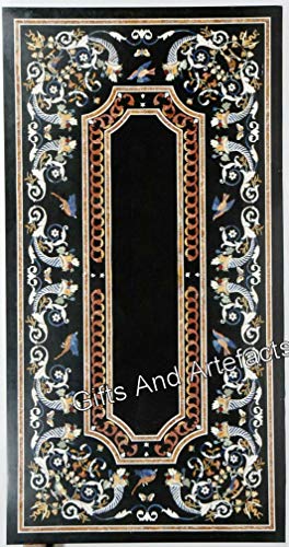 36 x 72 Inches Royal Look Dining Table Top for Home Furniture Decor Rectangle Shape Black Marble Restaurant Table from Indian Vintage Art and Cra