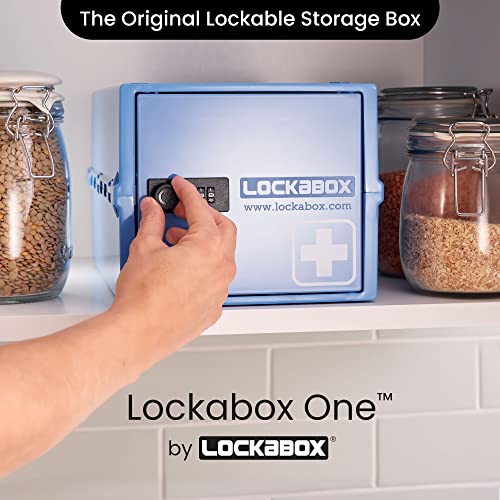 Lockabox One™ | Compact and Hygienic Lockable Box for Food, Medicines, Tech and Home Safety (Medi Blue)
