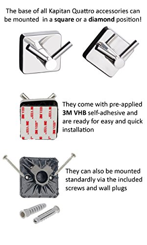 Kapitan Quattro Stainless Steel Compact Bath Shelf Shower Tray Basket, Wall Mounted, AISI 304, Polished Finish, Made in EU, 20 Years Warranty