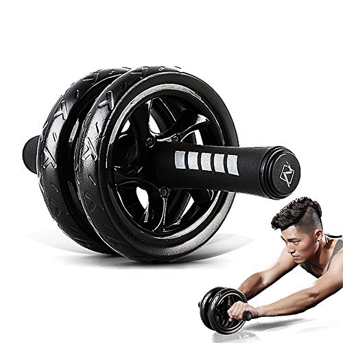 H&S Ab Roller for Strength Training Equipment - Abs Sit Up Exercise Wheel for home gym with Extra Thick Knee Pad Mat - Ab Trainer w/Dual Glide Wh