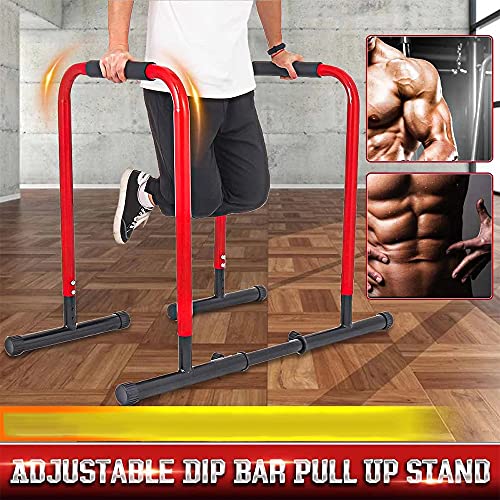 Power Tower Dip Station, Multi-Functional Pull Up Bar with Adjustable Length, Heavy Duty Strength Training Fitness Equipment Max Load 440lbs