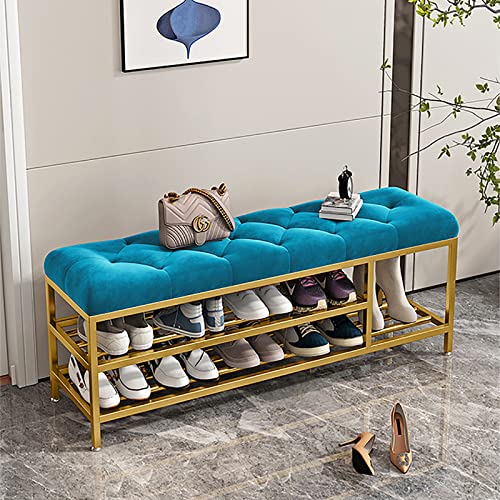 Luxurious Entryway Bench with Boots Storage,Velvet Upholstered Shoe Bench Shoe Rack Bench,Modern Shoe Storage Bench Entry Shoe Organizer Furnitur