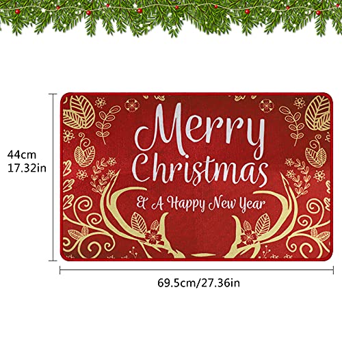 TSLBW Christmas Doormat Printed Non-Slip Rugs Merry Santa Claus Patterned Carpet Floor Door Mat for Entrance Living Room Bedroom Bathroom Xmas Ho