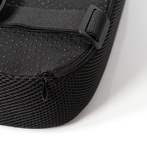 Hudsonboon Rowing Machine Seat Cushion - Black with White Embroidery Memory Padding - Complete with Mesh Cover- Anti-Slip Bottom with Straps