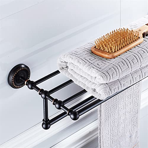 HIGOH Towel Racks, Bathroom Towel Rack Wall Mounted Towel Holder,Style Bathroom Brass New Bronze Bath Towel Rack, Towel Bar Wall Mount Shelf