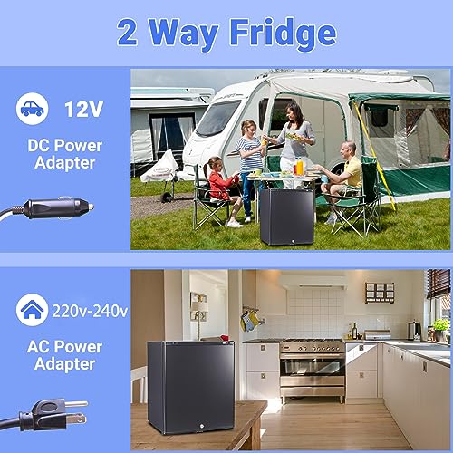 Techomey 12V Fridge 30L, 12V Campervan Fridge with Lock, Silent 12V Fridge for Campervan, Camping Fridge 12V 240V for Caravan, Motorhome, Boat, T