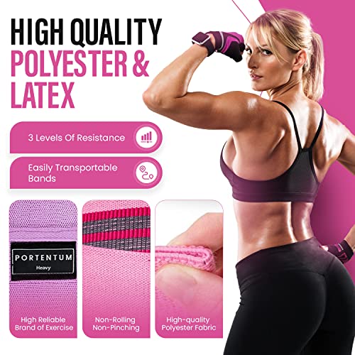 PORTENTUM Resistance Bands, Fitness Bands Set, Yoga Strap in 3 Tensile Strengths, Training Band, Yoga Band, as Resistance and Support for Leg Tra