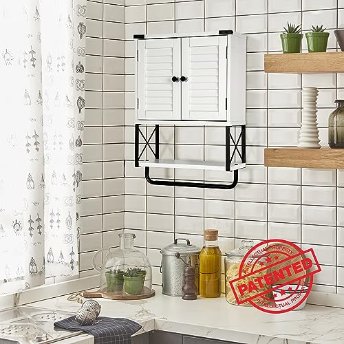 HOKYHOKY Bathroom Medicine Wall Cabinet, 22.6” x 15.5” x 7.17” Small Bathroom Hanging Storage Cabinets with Louver Doors, Medicine Cabinet Organi