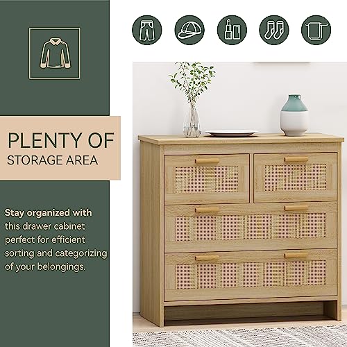 PUDO Storage Accent Chest, Engineered Wood Rattan, Natural, 31.5