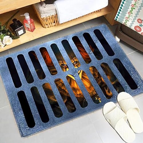 LAPUOTSP Halloween 3D Illusion Clown Doormat, 15.7 "x 23.6" Horror Movie Clown Doormat, Halloween Outdoor, Indoor Anti Slip, dust Removal Decorat