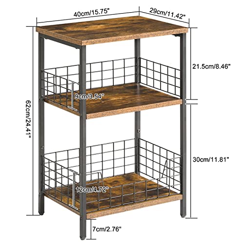 YMYNY 3 Tier End Table with Storage Rack, Side Table Small Nightstand, Coffee Table, Industrial Style, Small Table in Living Room and Bedroom, 40