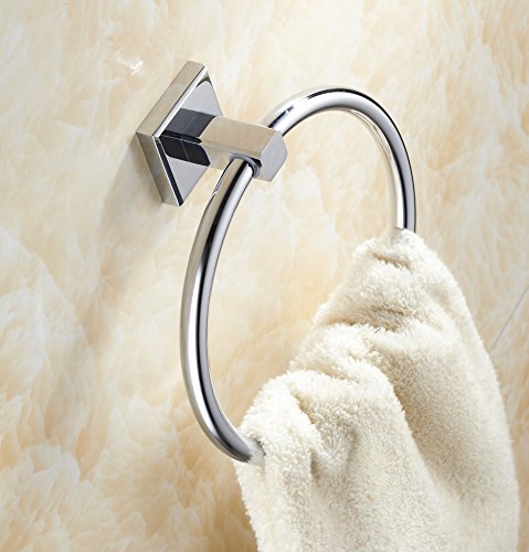 Celbon Wall Mounted Round Towel Ring SUS 304 Stainless Steel Towel Rail Chrome Modern Towel Holder for Bathroom and Kitchen