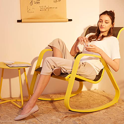 Grand patio Textilene Rocking Chair, Patio Rocker Seating, Weather Resistant, Lightweight, Relax Armchair for Indoor, Outdoor (Yellow, 1PC)
