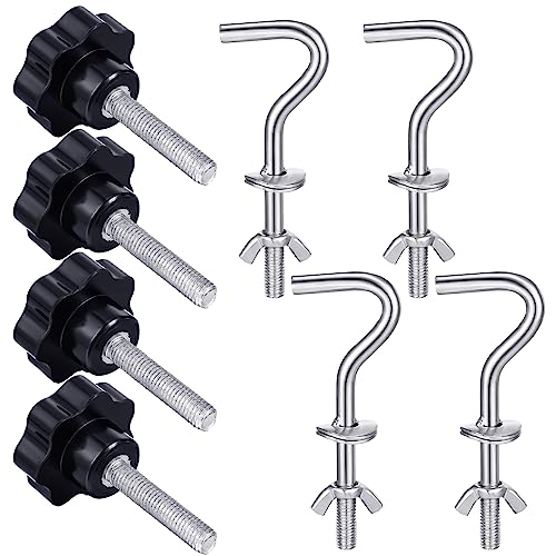 Therwen 8 Pcs Hammock Combo Hardware Kit Hammock Stand Replacement Hooks M8 x 40 mm Star Hand Knob for Home Patio Umbrella Base Garden