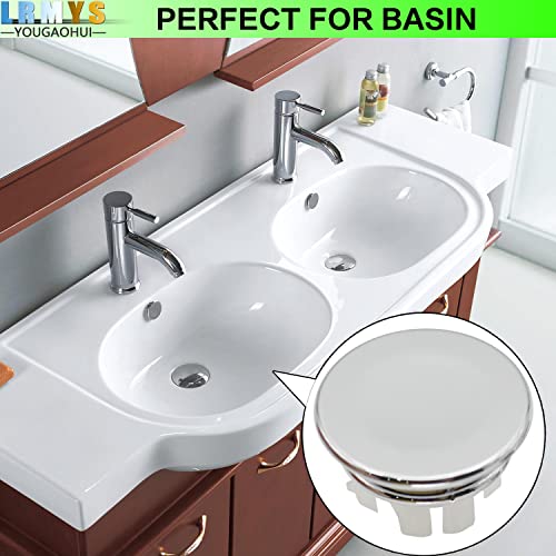 LRMYS Wash Basin Overflow Ring Set, Chrome Plating Round Overflow Hole Cover for Bathroom Kitchen Sink Toilet Washing Basin, 6 Pack 3 Rings & 3 C