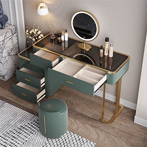 n/a Bedroom Dresser Tempered Glass LED Light Storage Integrated Style Dresser (Color : D, Size : Light Grey)