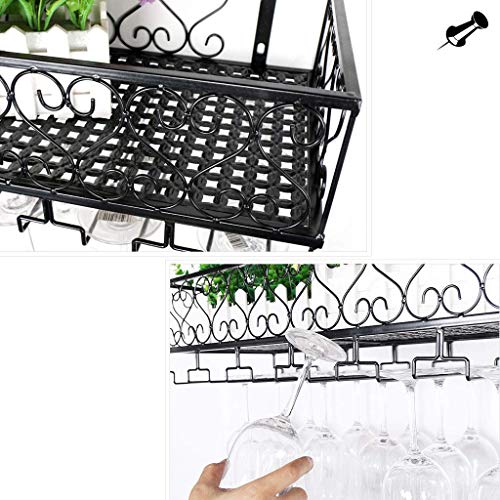 OUSIKA Wine Racks,Wall-Mounted Industrial Hanging Wine Glass Racks Stemware Holder Decoration Shelf Organizer