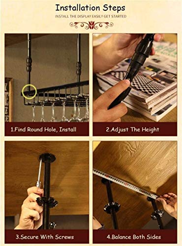 SUCHETA Hanging Wine Rack with Glass Holder and Shelf, Wine Lovers Bar Furniture& Wine Rack Ceiling Mounted Hanging Wine Bottle Holder Metal Gobl