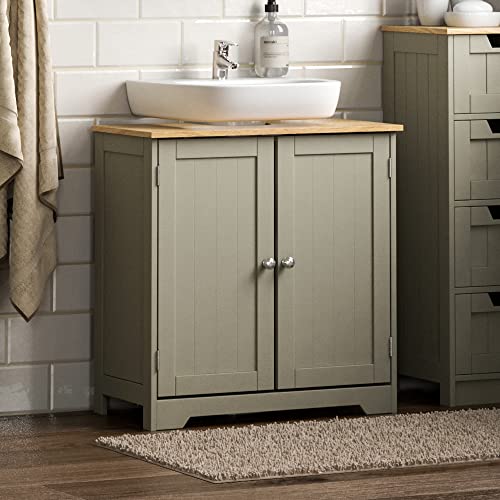 Bath Vida Priano Under Sink Bathroom Cabinet Floor Standing Storage Cupboard Basin Unit, Grey