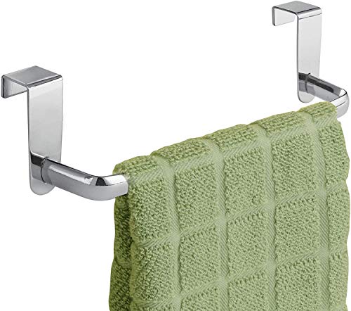 iDesign 57270 Axis Towel Rack, Small Metal Towel Holder, Over Door Towel Bar, Silver
