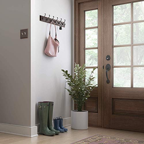 Liberty Hardware 165541 Coat Rack, 27-Inch, Wall Mounted Coat Rack with 6 Decorative Hooks, Soft Iron and Cocoa