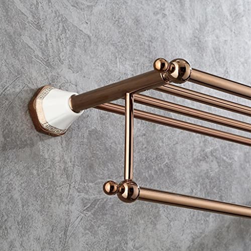 HIGOH Towel Racks,Bathroom Towel Rack Wall Mounted Towel Holder,Bath Towel Rack,Zinc Alloy Double Shelf,Polished Wall Mount Towel Shelf