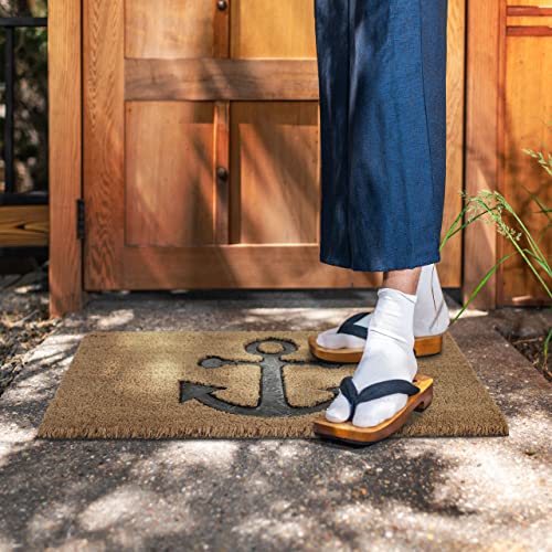 Relaxdays Nautical Anchor Doormat Coir, 40 x 60 cm, Door Mat Inside & Outside, Non-Slip, Rectangular, Coir/Black