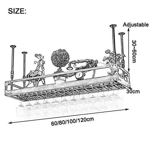 OUSIKA Wine Racks,Ceiling Hanging Shelves Bottle Holder Glass Shelf, Wine Decor Bar Wine Glass Rack, Industrial Retro Decor Wall Mounted Wine Gla