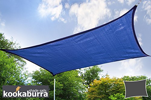 Kookaburra 3m x 2m Rectangle 320gsm Knitted Sun Sail Shade Canopy 93.3% Commercial Grade UV Block (Blue)