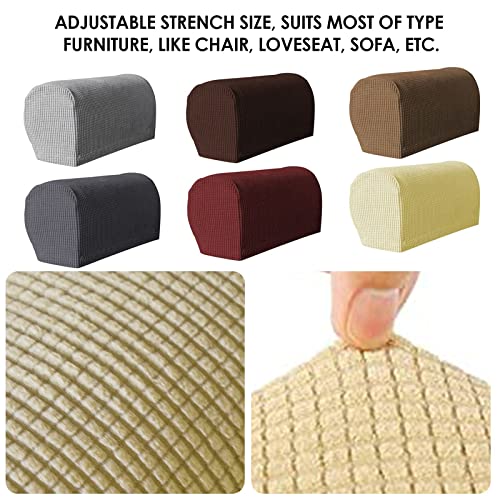 Yamvisa Armchair Covers, Set of 4 Armrest Chair Covers Non-Slip Arm Protector Stretch Armchair Couch Anti-Scratch Furniture Slipcovers for Sofa C