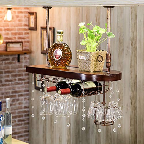 EYLINK European Solid Wood Wine Rack Wine Glass Holder Hanging Home Bar Counter Wine Cabinet Upside Down Goblet Holder Home Decoration