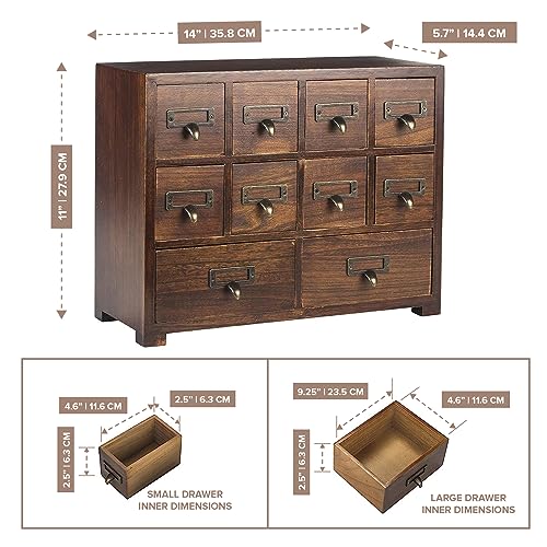 Traditional Card Catalog Solid Wood Small Chinese Medicine Small Curio Cabinet l Vintage Retro Look Tea Storage Organizer Apothecary Drawer Dress