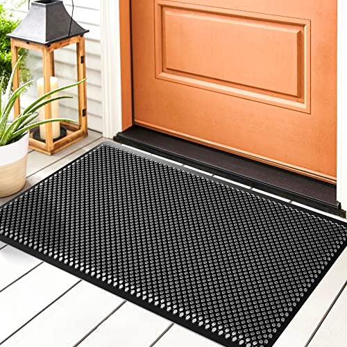 Fowooyeen FWY003B Outdoor Indoor Door Mat, Silicone Scraper Mat, Durable Non-Slip Welcome Entrance Way Rug, Front Door Mats Low-Profile Heavy Dut