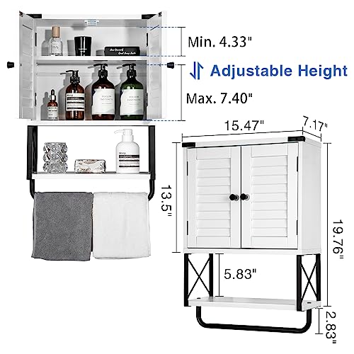 HOKYHOKY Bathroom Medicine Wall Cabinet, 22.6” x 15.5” x 7.17” Small Bathroom Hanging Storage Cabinets with Louver Doors, Medicine Cabinet Organi