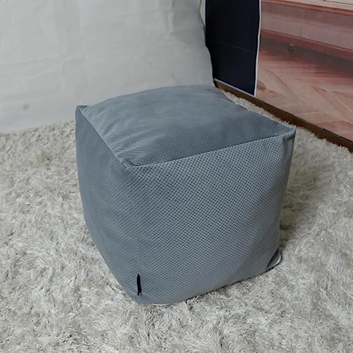 Louis Donné Square Pouf Ottoman Cover, 17.7" Pouf Ottoman, Color Blue Boho Pouf Ottoman with Storage,Poufs for Lving Room…