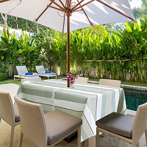 Garden Patio Outdoor Tablecloth Waterproof - Table Cloth with Parasol Hole/Umbrella Hole Zipper Wipe Clean Table Cover for Home Cafe Dining Backy