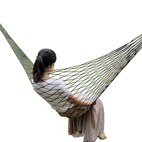 MAGT Hammock, Nylon Mesh Outdoor Hammock Comfortable Hanging Camping Hammock Strong Load-Bearing Mesh Hammock for Outdoor Camping