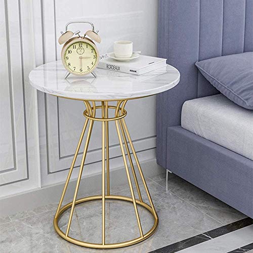 JYDQM Nordic Side Table Simple Marble Round Living Room Sofa Bedside Table, Sturdy and Stable Construction