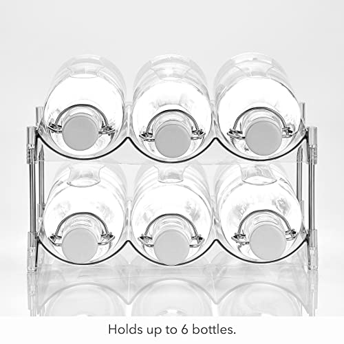 mDesign Nate Home by Nate Berkus 6-Bottle Water and Wine Bottle Organizer, Free-Standing Plastic Holder for Fridge, Kitchen Cabinet, Pantry Stora