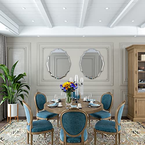 Special-shaped Vanity Wall Mirror: Elegant Artistic Look 5mm Thick Art Shape HD Mirror Hung Mirrors 55.9x0.5x71.1cm Silver Walls Mirror Furniture