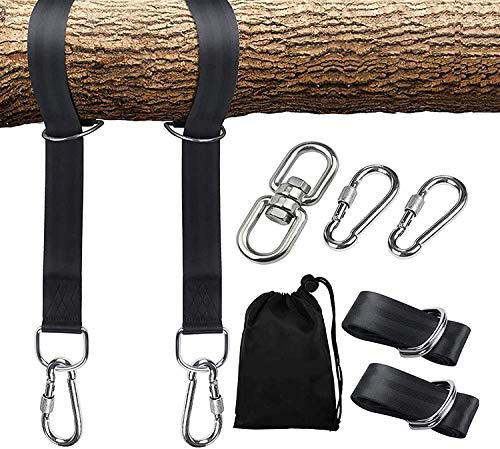 Hammock Straps Tree Swing Hanging Rope Accessories Kit 300cm Long with Safety Lock Carabiner Swivel Hook Holds Up to 1500lbs