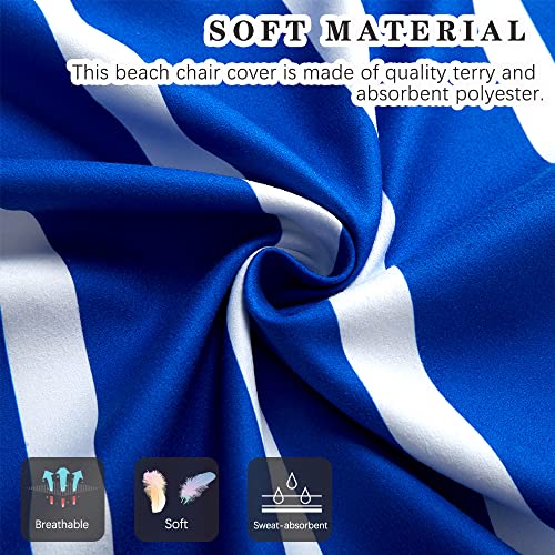 Morbuy Beach Chair Cover Towel, Solid color Striped Beach Towel Lounger Bags with Pockets Sunbed Towels Fitted Microfiber Sun Lounger Towels for