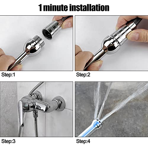 Shower Douche Nozzle Shower Cleaning System Bathing Shower Head Attachments Set with 3 Holes Both for Men and Women 1 Shower Heads + Velvet Carry