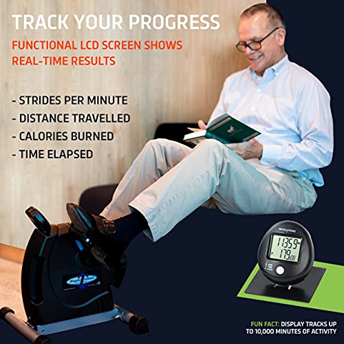 MagneTrainer Pedal Exerciser - Mini Arm & Leg Under Desk Bike – Stationary Bidirectional Bikes for Low Impact Exercise and Physio w/Wide Base and