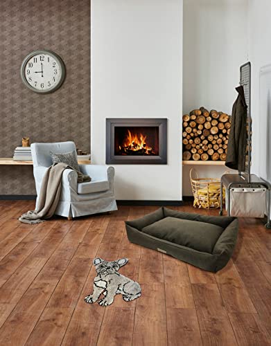 CUZZY Grey French Bulldog Mat. Novelty non-slip dog mat for Frenchie lovers, Perfect French Bulldog gifts. Bulldog accessories. Dog rug Size 45cm