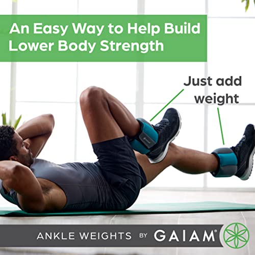 Gaiam Ankle Weights Strength Training Weight Sets For Women & Men With Adjustable Straps - Walking, Running, Pilates, Yoga, Dance, Aerobics, Card